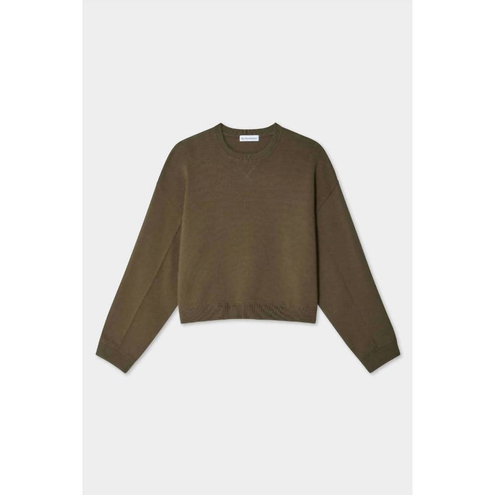 NEW WHITE + WARREN superfine organic cotton sweatshirt in dark sage - Picture 4 of 4